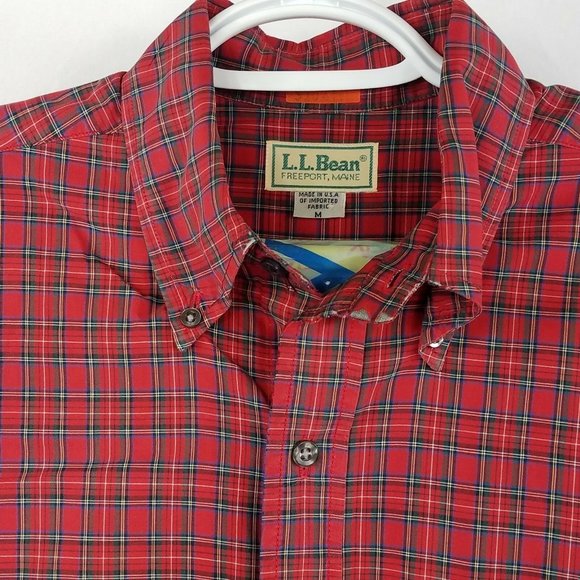 L.L. Bean Other - Vtg LL Bean Made in USA Red Tartan Scotch Plaid Check Button Front Shirt, Medium